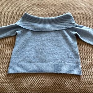 Lucky Brand Off-Shoulder Light Blue Sweater